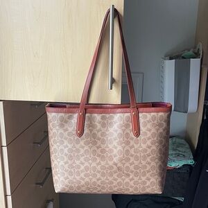Coach Tan and Brown Signature Tote
